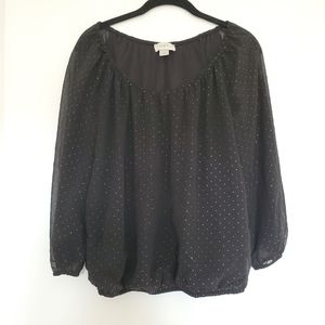 LOFT Lightweight long sleeve scoopneck blouse black Small